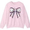Baseball Bow Sweatshirt, Game Day Crewneck, American Flag Sports Mom Pullover
