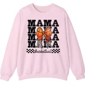 Basketball Mama Leopard Print Bow Crewneck Sweatshirt