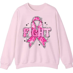 FIGHT Breast Cancer Warrior Pink Ribbon Crewneck Sweatshirt