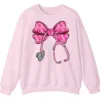 Pink Ribbon Nurse Stethoscope Bow Breast Cancer Crewneck Sweatshirt 8 5.2 74