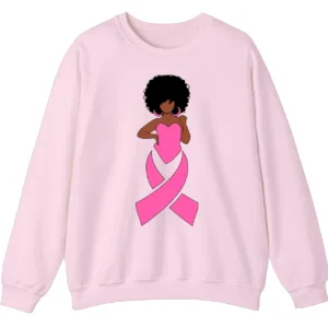 Black Queen Pink Ribbon Breast Cancer Fighter Crewneck Sweatshirt 3 5.2 75
