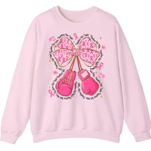 Together We Fight Pink Ribbon Boxing Gloves Crewneck Sweatshirt
