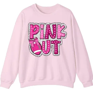 Pink Out Football Game Day Sweatshirt, Breast Cancer Awareness Cheerleading Pink Football Crewneck