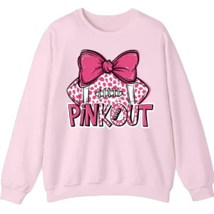 Pink Out Football Game Day Sweatshirt, Breast Cancer Awareness Cheerleading Pink Football Crewneck