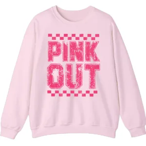 Pink Out Football Game Day Sweatshirt, Breast Cancer Awareness Cheerleading Pink Football Crewneck
