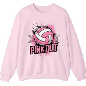 Volleyball Pink Out Gameday Sweatshirt, Breast Cancer Awareness Crewneck