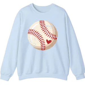 Vintage Baseball Heart Design Pullover Sweater Unisex