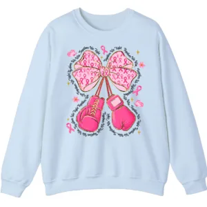 Together We Fight Pink Ribbon Boxing Gloves Crewneck Sweatshirt 4 5.3 69