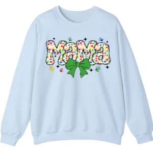 Proud Autism Mama Handprint Sweatshirt, Colorful Handprint Letters Crewneck 1 5.3 9