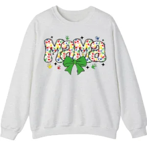 Proud Autism Mama Handprint Sweatshirt, Colorful Handprint Letters Crewneck 2 5.4 10