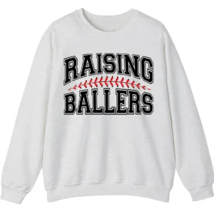 Raising Ballers Sweatshirt, Baseball Mom Crewneck, Softball Game Day Pullover, Sports Parent Gift