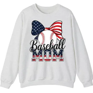 Baseball Mom Sweatshirt, Game Day Sports Mom Pullover, American Flag Bow Crewneck 1 5.4 49