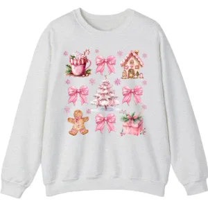 Pink Christmas Cottage Holiday Sweatshirt