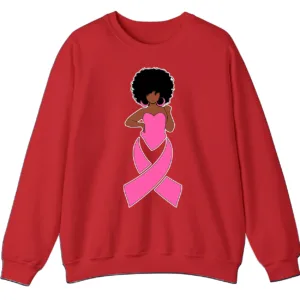 Black Queen Pink Ribbon Breast Cancer Fighter Crewneck Sweatshirt 4 5.5 21