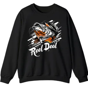 "Reel Deal" Fishing Crewneck Sweatshirt - Funny Bass Angler Pun