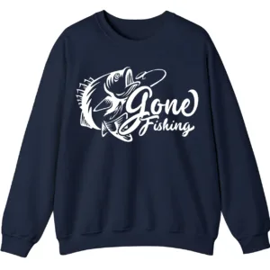 "Gone Fishing" Crewneck Sweatshirt - Classic Bass Graphic Apparel 5 5.6 13