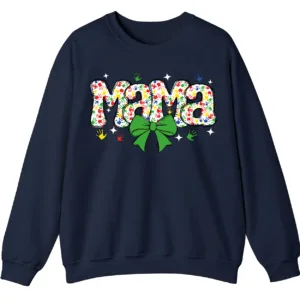 Proud Autism Mama Handprint Sweatshirt, Colorful Handprint Letters Crewneck 3 5.6 5