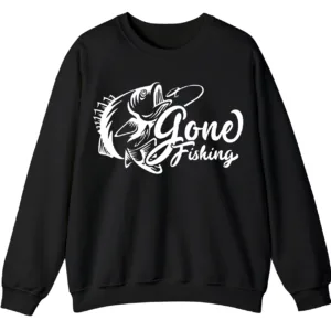 "Gone Fishing" Crewneck Sweatshirt - Classic Bass Graphic Apparel