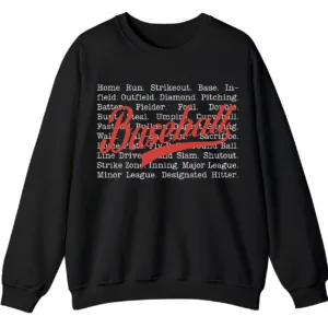 Baseball Terms Sweatshirt - Typographic Word List Crewneck Gift 4 5.7 23