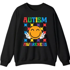 Autism Awareness Smiley Face Sweatshirt, Cute Happy Face Neurodiversity Crewneck