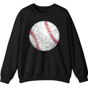 Glitter Sparkle Baseball Softball Sweatshirt, Bling Game Day Fan Crewneck, Women's Diamond Dust Sports Pullover Gift