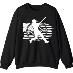 Baseball Player American Flag Crewneck Sweatshirt