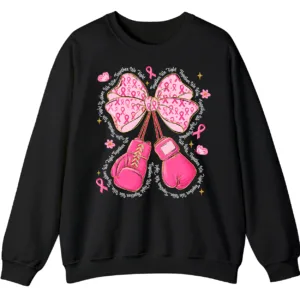 Together We Fight Pink Ribbon Boxing Gloves Crewneck Sweatshirt 1 5.7 71