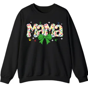 Proud Autism Mama Handprint Sweatshirt, Colorful Handprint Letters Crewneck 4 5.7 8