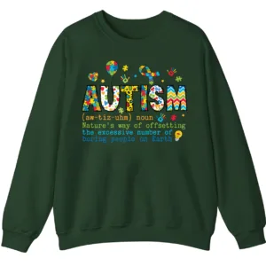 Funny Autism Definition Sweatshirt, "Offsetting Boring People" Sarcastic Crewneck Gift 2 5.8 2