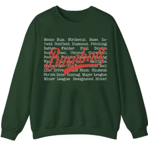 Baseball Terms Sweatshirt - Typographic Word List Crewneck Gift 2 5.8 20