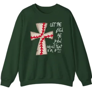 Baseball Cross Psalm 96:12 Sweatshirt, Christian Game Day Crewneck, Religious Sports Pullover, Faith and Baseball Fan Gift