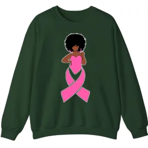 Black Queen Pink Ribbon Breast Cancer Fighter Crewneck Sweatshirt 1 5.8 45