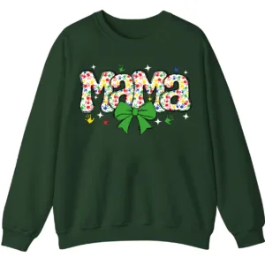 Proud Autism Mama Handprint Sweatshirt, Colorful Handprint Letters Crewneck 5 5.8 6