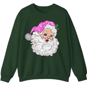 Sparkly Pink Disco Santa Claus Sweatshirt