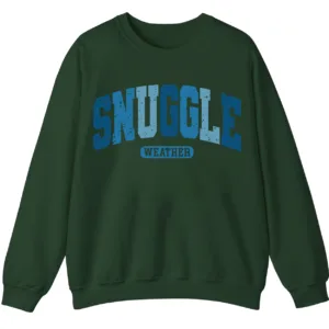 Snuggle Weather Sweatshirt, Unisex Oversized Cream Crewneck, Vintage Distressed Blue Graphic Cozy Pullover 2 5.8 73