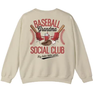 Baseball Grandma Social Club Sweatshirt, Funny Game Day Crewneck, Sports Grandparent Gift, Hey Batter Batter Swing Pullover