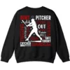 Baseball Terms Word Cloud Sweatshirt, Player Game Day Pullover, Grand Slam Pitcher Catcher Fan Crewneck 5 6.5 1