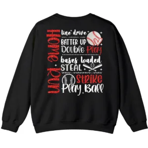 Baseball Home Run Sayings Sweatshirt, Softball Game Day Player Shirt, Bases Loaded Strike Crewneck 4 6.5