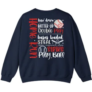 Baseball Home Run Sayings Sweatshirt, Softball Game Day Player Shirt, Bases Loaded Strike Crewneck 1 6.6