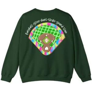 Baseball Field Sweatshirt, Retro Game Day Diamond Pullover, Groovy Sports Mom Gift
